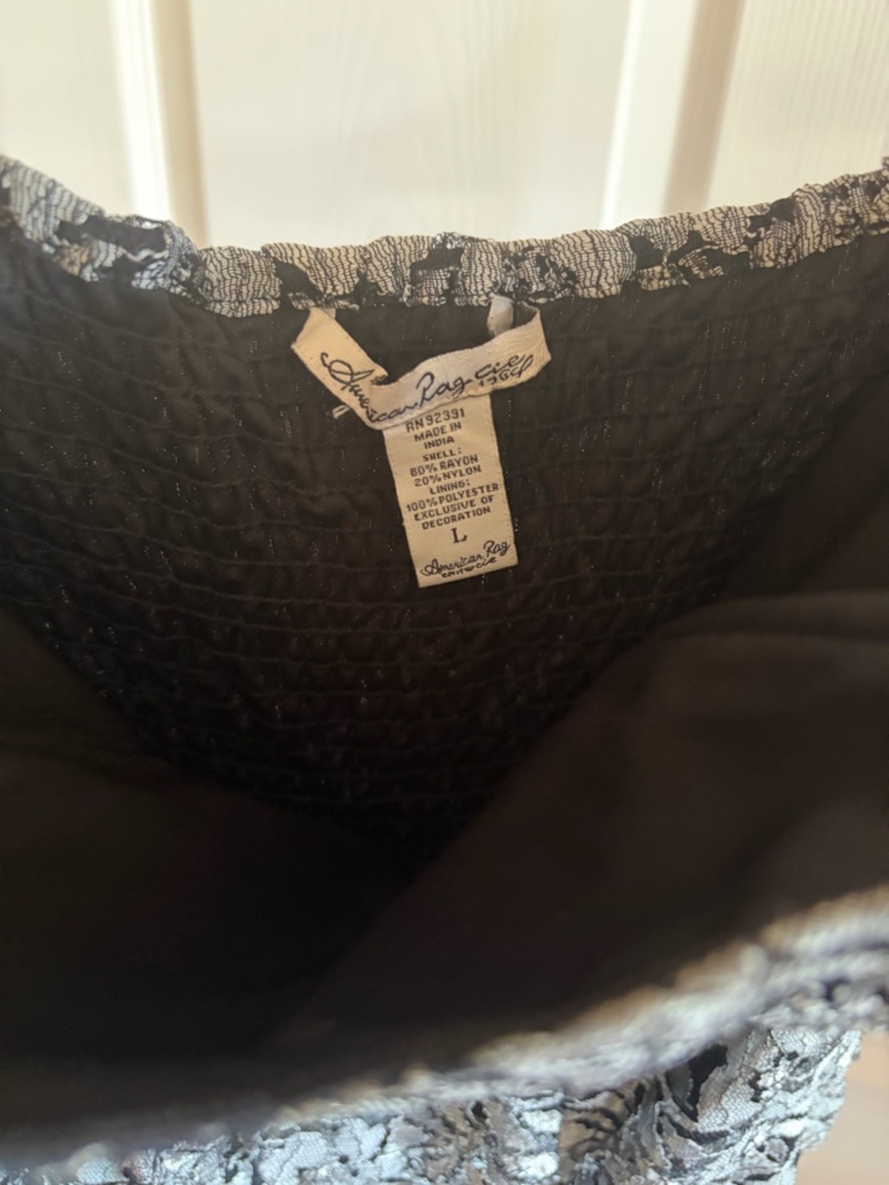 American Rag Black Dress with Silver Floral Lace Overlay - Picture 4 of 5
